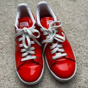 Adidas Stan Smith Valentines Day Red Patent Leather Court Shoe Womens Size 8